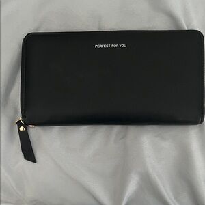 Amazon Black Zip-Around Wallet with Gold Accents